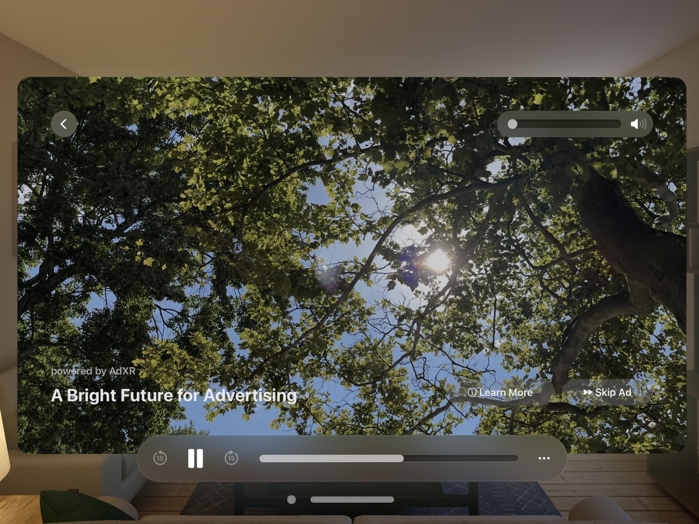 An example of a spatial video ad on the AdXR platform.